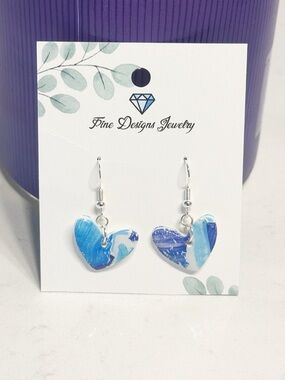 Deep Blue Heart Earrings